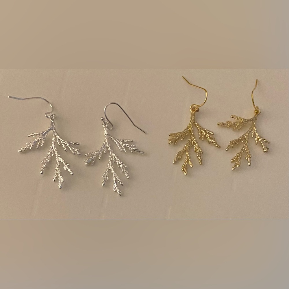 NEW Gold & Silver pine tree branch earrings